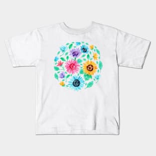 Watercolour Rainbow Sunflowers Kids T-Shirt